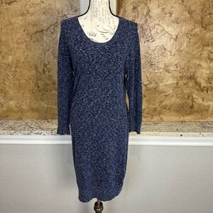 Rag & Bone Wool Blend Sweater Dress Womens Large Knit Long Sleeve Heathered Blue
